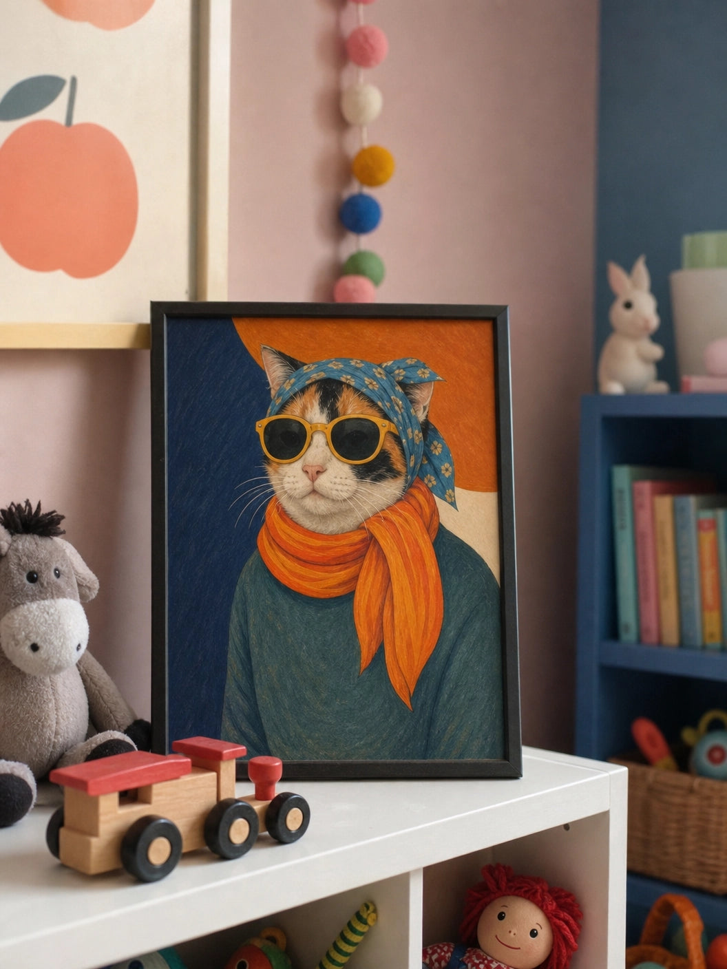 Custom Pet Portrait Hipster Style -Personalized Framed Wall Art