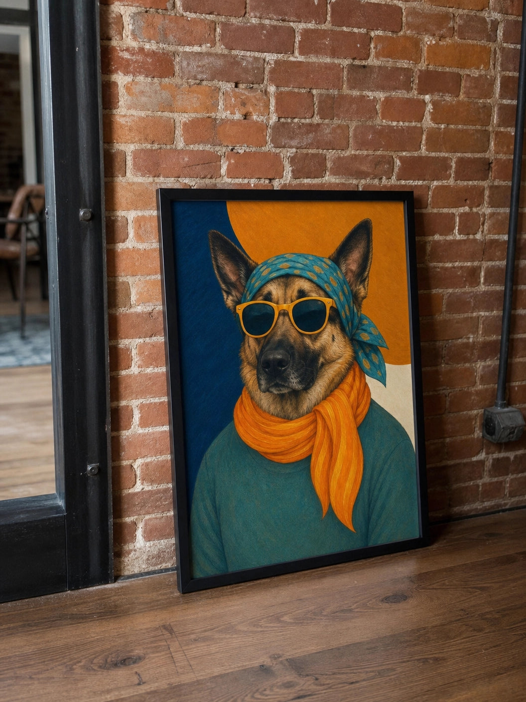 Custom Pet Portrait Hipster Style -Personalized Framed Wall Art