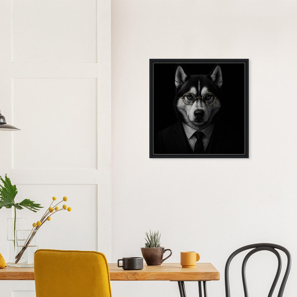 Custom Framed Canvas Portrait – 'The Gentleman' Pet Artwork
