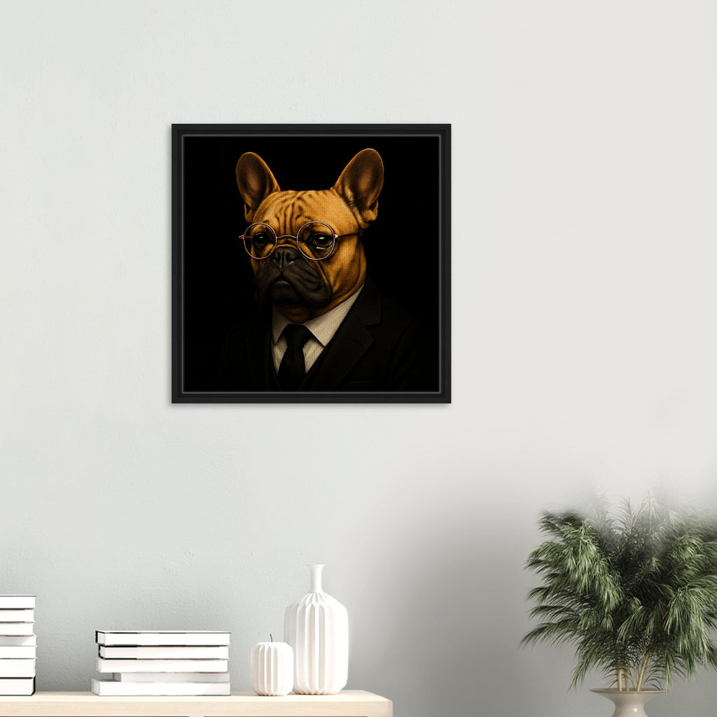 Custom Framed Canvas Portrait – 'The Gentleman' Pet Artwork