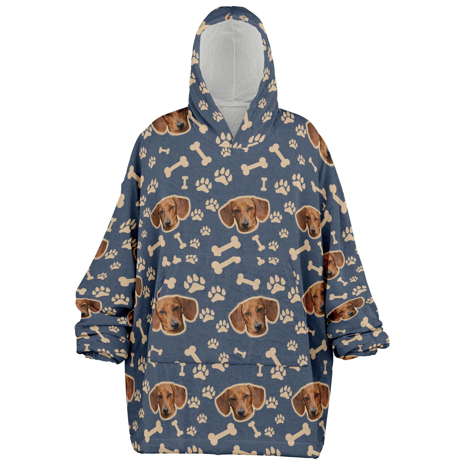Custom Pet Face Wearable Blanket – Oversized Hoodie Comfort