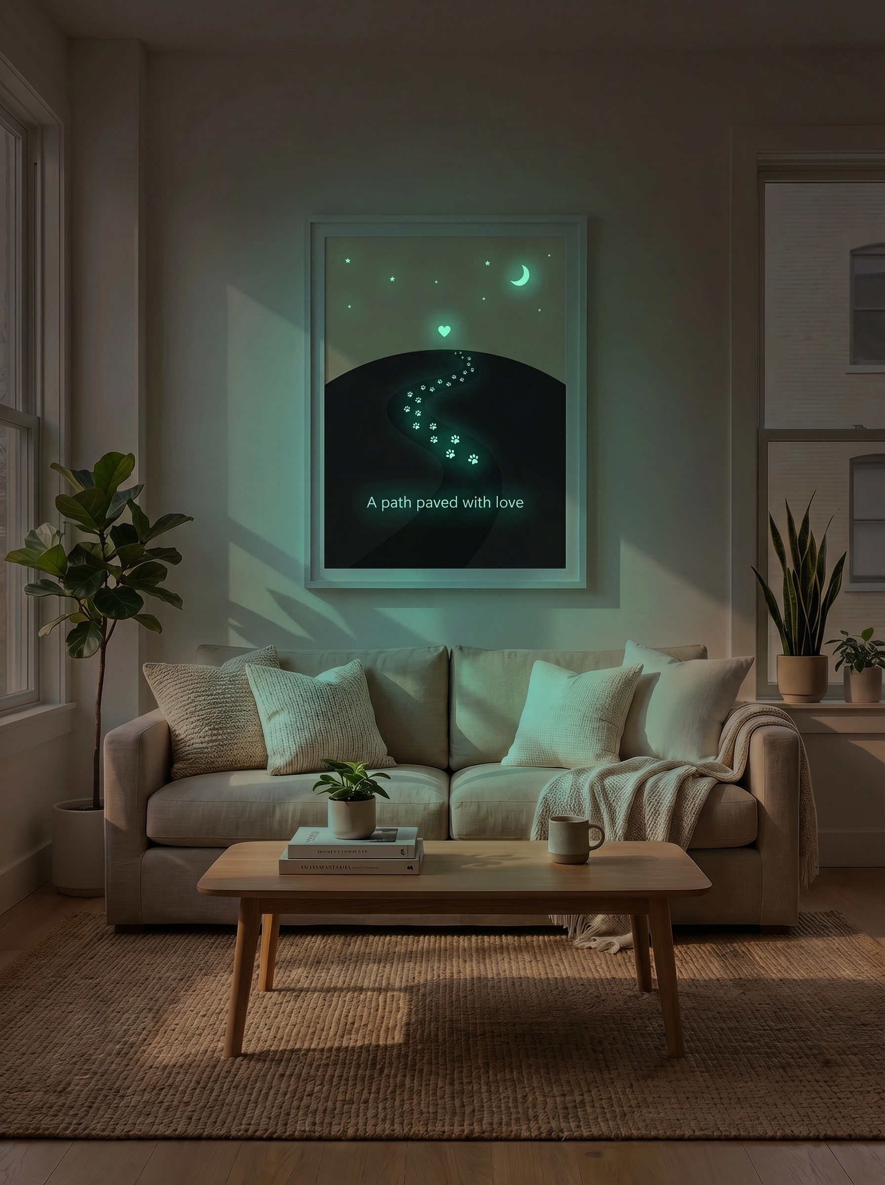 Paw Prints Glow in the Dark – Classic Framed Print