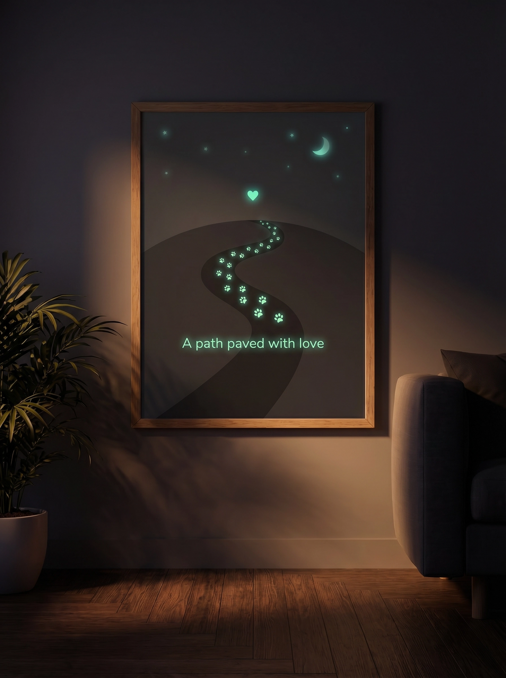 Paw Prints Glow in the Dark – Classic Framed Print