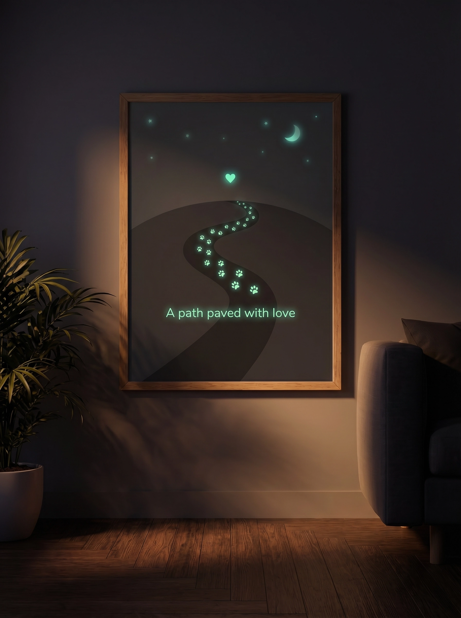 Paw Prints Glow in the Dark – Classic Framed Print