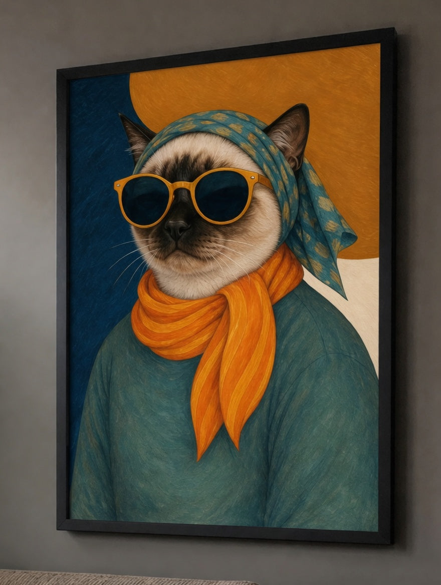 Custom Pet Portrait Hipster Style -Personalized Framed Wall Art