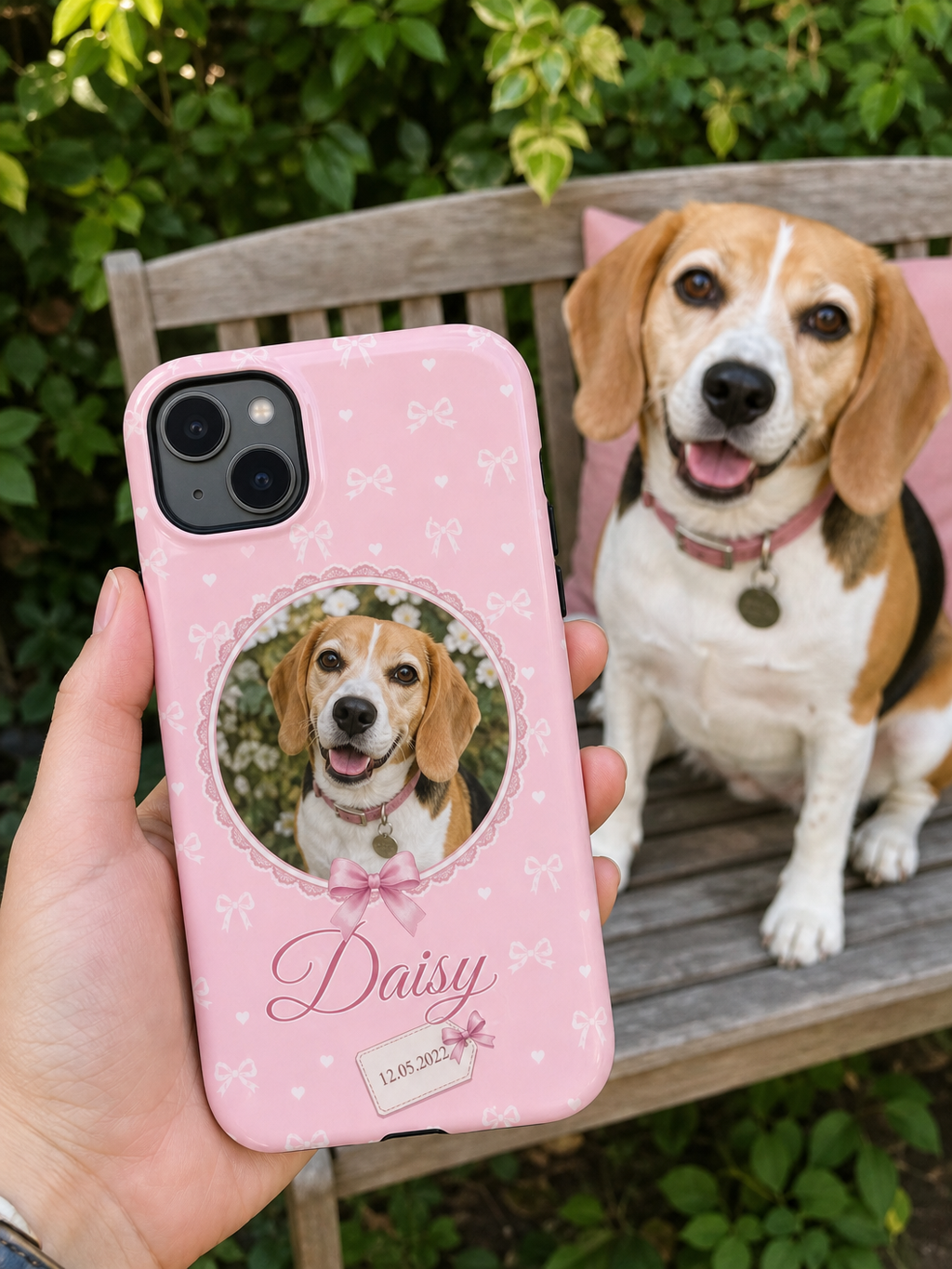 Personalised Pet Photo Phone Case – Coquette Pink Design