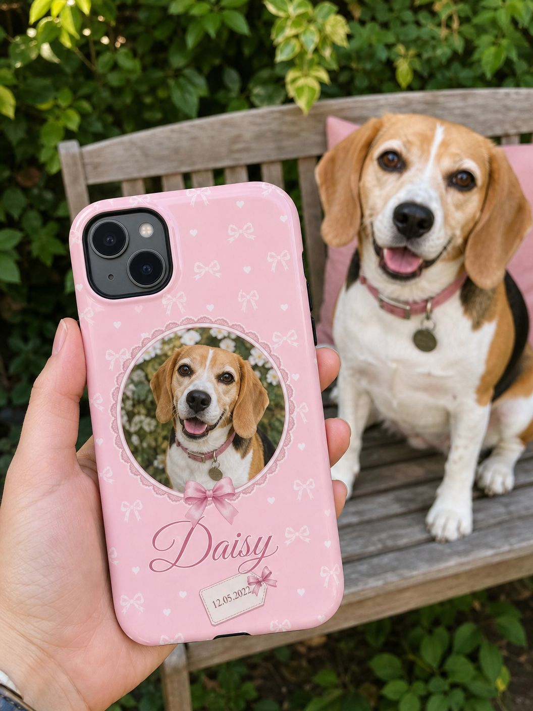 Personalised Pet Photo Phone Case – Coquette Pink Design