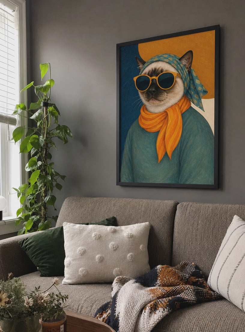 Custom Pet Portrait Hipster Style -Personalized Framed Wall Art
