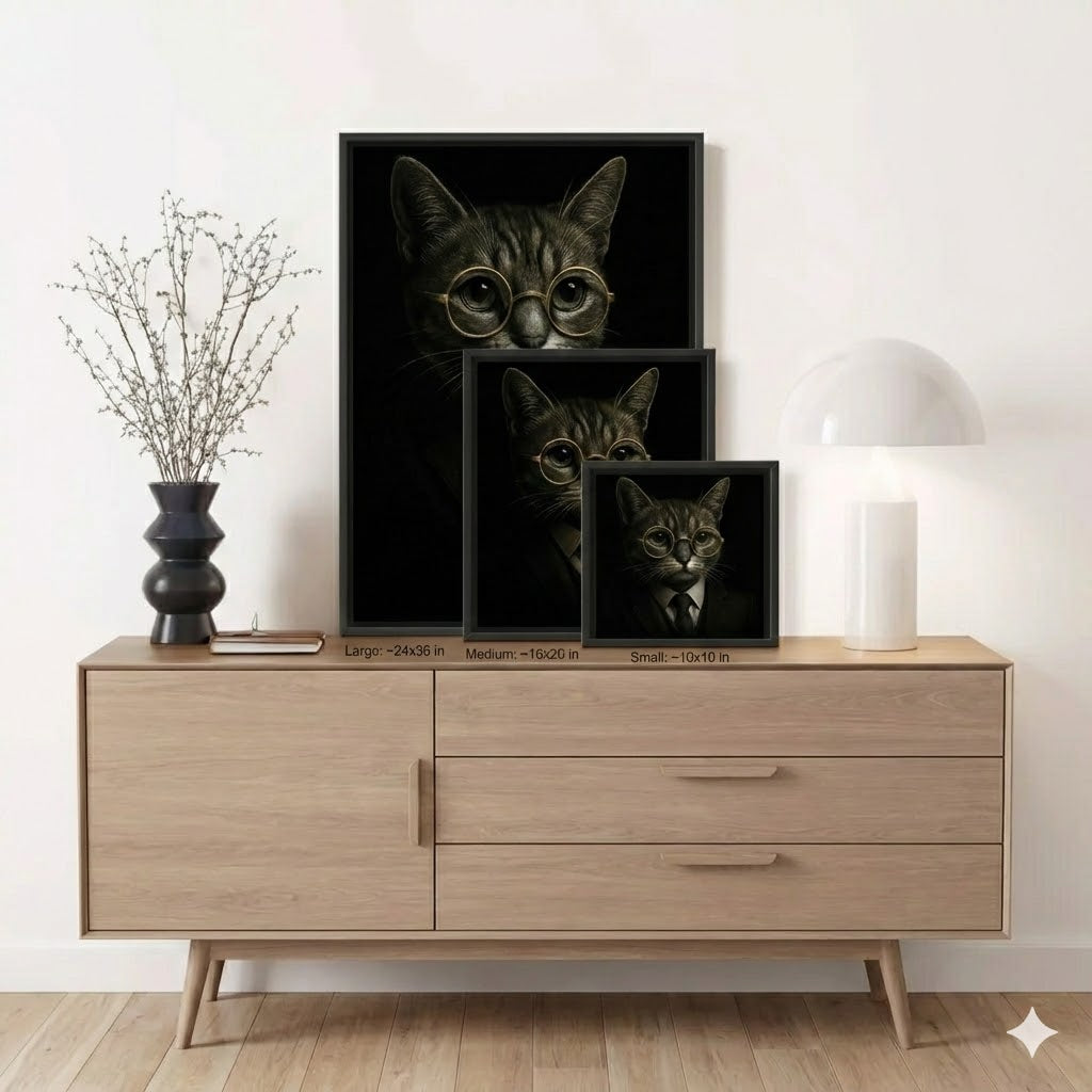 Custom Framed Canvas Portrait – 'The Gentleman' Pet Artwork